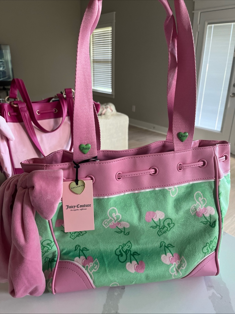 Juicy Couture Pink and Mint Cherry Tote